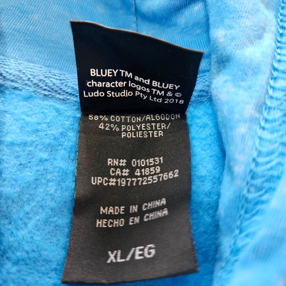 Bluey Let's Do This Graphic Hoodie Sweatshirt Men's‎ XL Distressed Blue - Picture 5 of 7